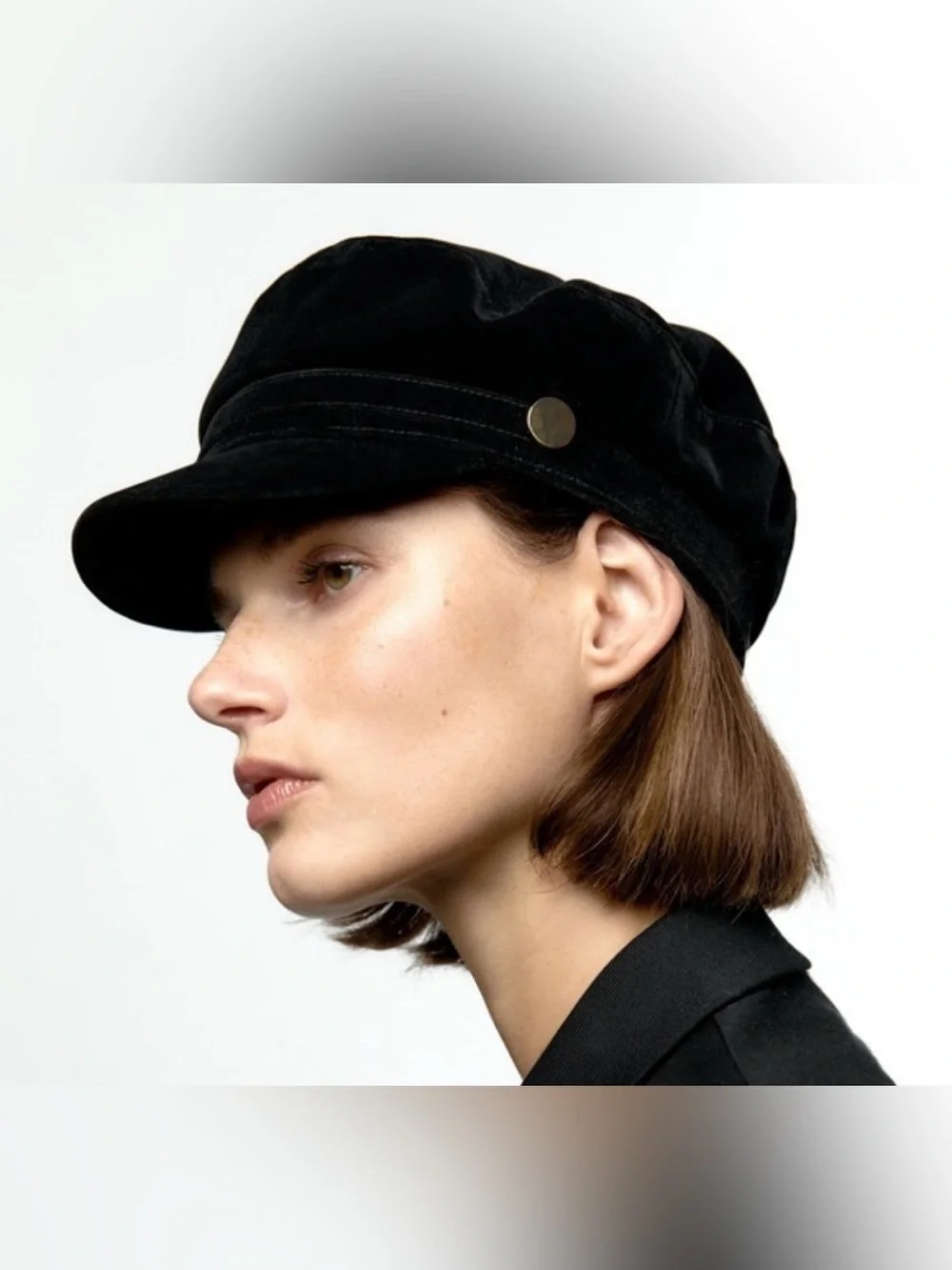 Zara Black velvet  Hat with Interior Logo Tag